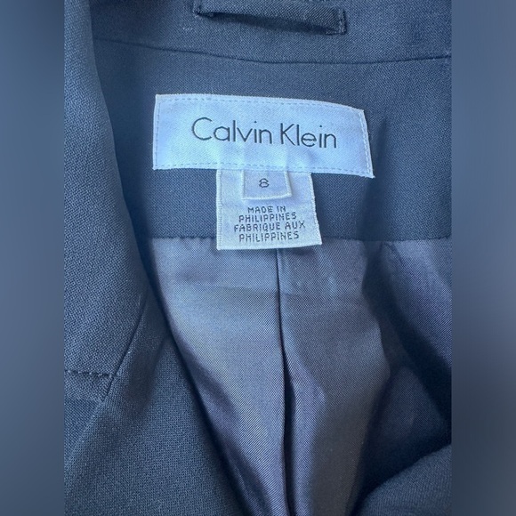 Calvin Klein Black Wool Blend Collared Button Up Lined Stretch Jacket Women’s 8 - Picture 2 of 7